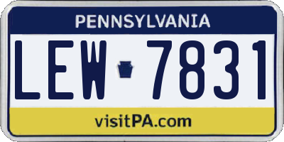 PA license plate LEW7831