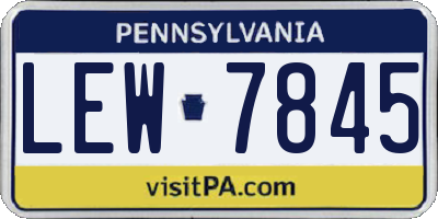 PA license plate LEW7845