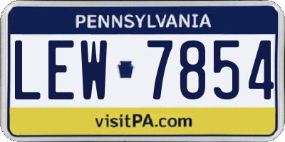 PA license plate LEW7854