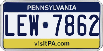 PA license plate LEW7862