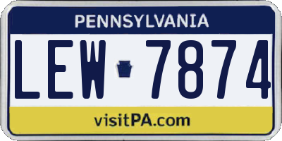 PA license plate LEW7874