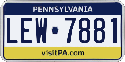 PA license plate LEW7881