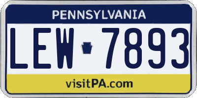 PA license plate LEW7893