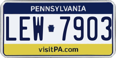 PA license plate LEW7903