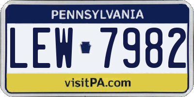 PA license plate LEW7982