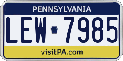PA license plate LEW7985