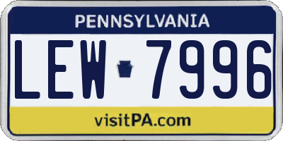 PA license plate LEW7996