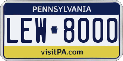 PA license plate LEW8000
