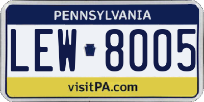 PA license plate LEW8005