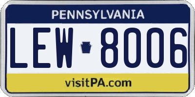 PA license plate LEW8006