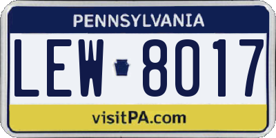 PA license plate LEW8017