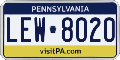 PA license plate LEW8020