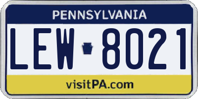 PA license plate LEW8021