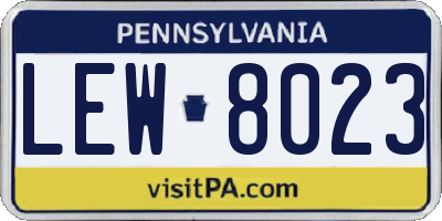 PA license plate LEW8023