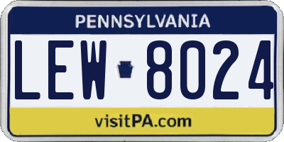 PA license plate LEW8024