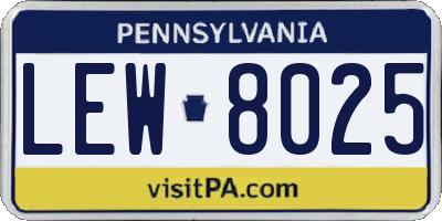 PA license plate LEW8025