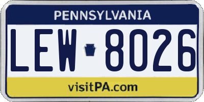 PA license plate LEW8026