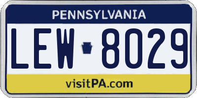 PA license plate LEW8029
