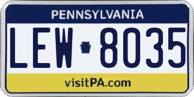 PA license plate LEW8035