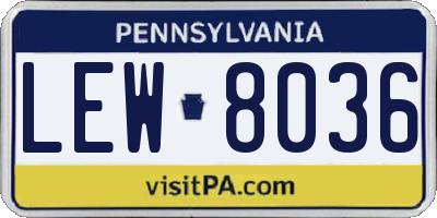 PA license plate LEW8036