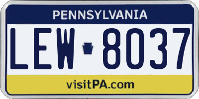 PA license plate LEW8037