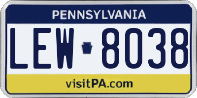 PA license plate LEW8038