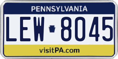PA license plate LEW8045