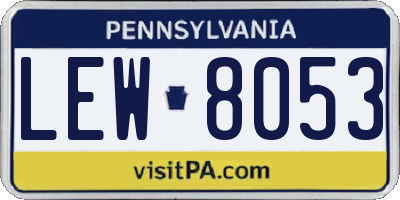 PA license plate LEW8053
