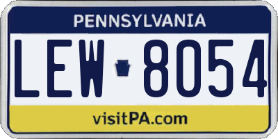 PA license plate LEW8054