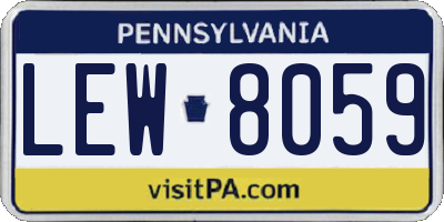 PA license plate LEW8059