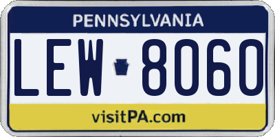 PA license plate LEW8060