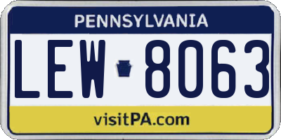 PA license plate LEW8063