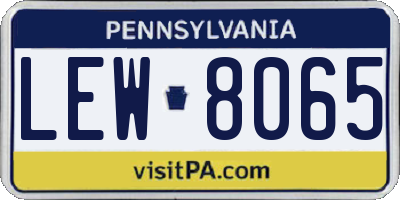 PA license plate LEW8065