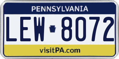 PA license plate LEW8072
