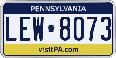 PA license plate LEW8073