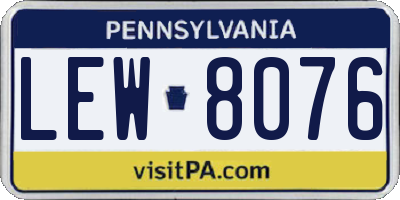 PA license plate LEW8076