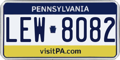 PA license plate LEW8082