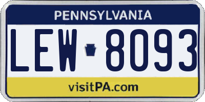 PA license plate LEW8093