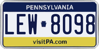 PA license plate LEW8098