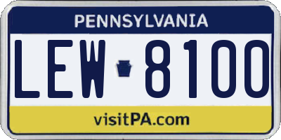 PA license plate LEW8100
