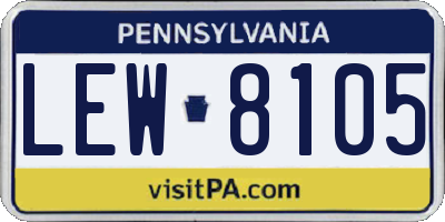 PA license plate LEW8105