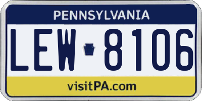 PA license plate LEW8106