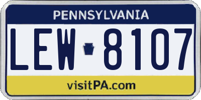 PA license plate LEW8107