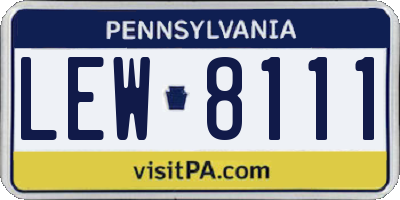PA license plate LEW8111