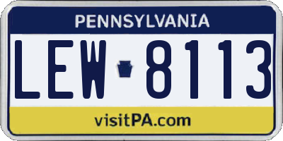 PA license plate LEW8113