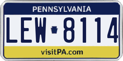 PA license plate LEW8114