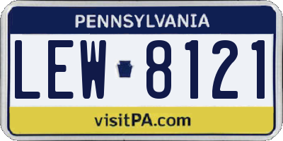 PA license plate LEW8121