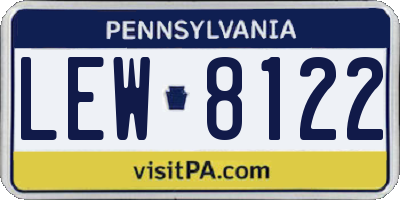 PA license plate LEW8122