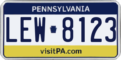 PA license plate LEW8123