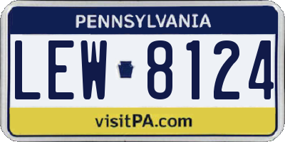 PA license plate LEW8124